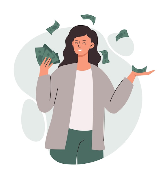 Woman holds money concept