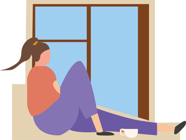 Vector woman at home activities illustration versi