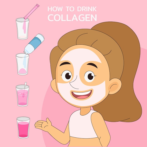 Woman and How to drink delicious collagen