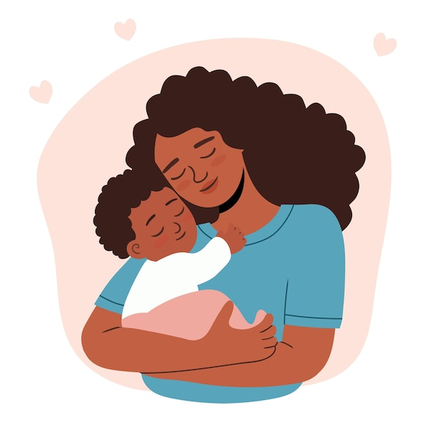 woman hugging her cute baby pregnancy and breastfeeding concept perfect for mothers day greetings