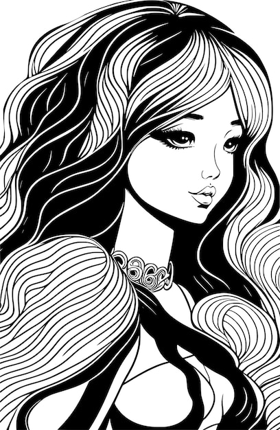 Woman Illustration Coloring Page