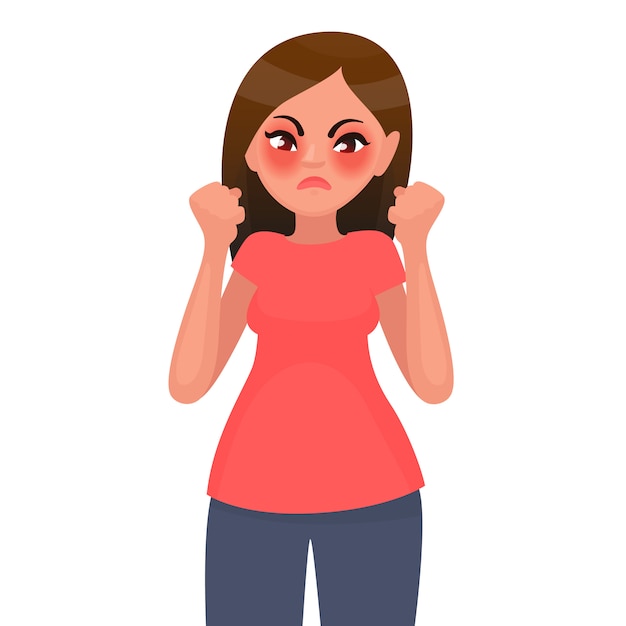 woman is angry and Discontent. illustration in cartoon style