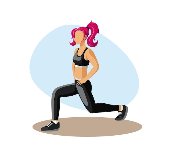 The woman is engaged in fitness Flat style illustration