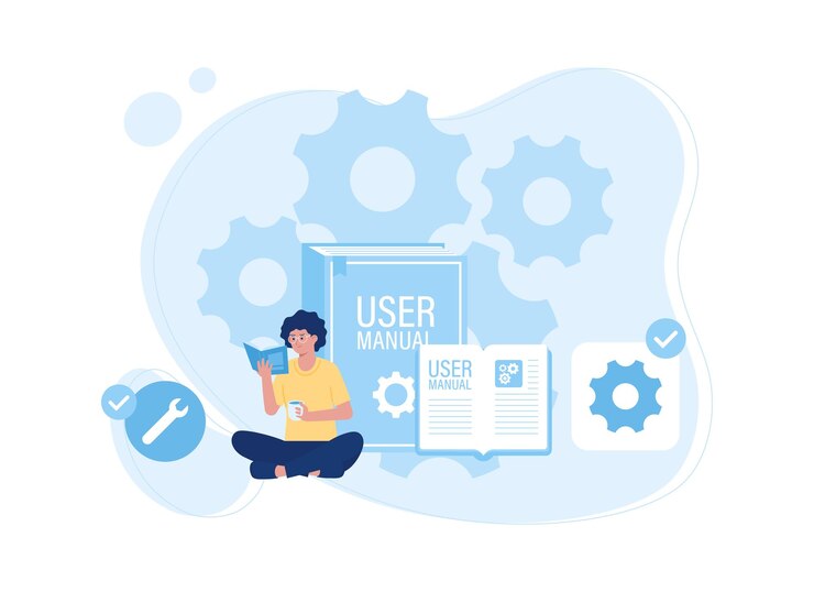 Vector woman is reading a guidebook concept flat illustration