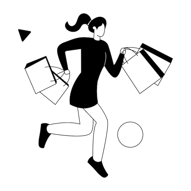 A woman is running with shopping bags in her hand.