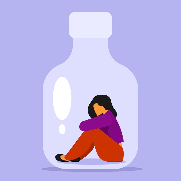 A Woman Is Sitting In The Bottle Isolated On Transparent Background