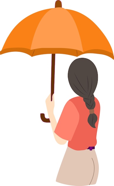 Vector woman is wearing an umbrella