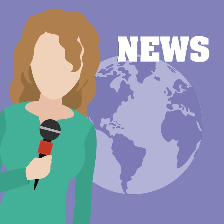 Vector woman journalist reporter