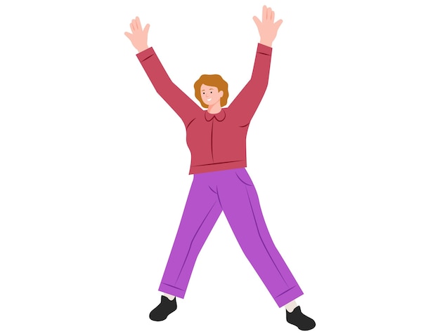 woman jumping in air vector illustration