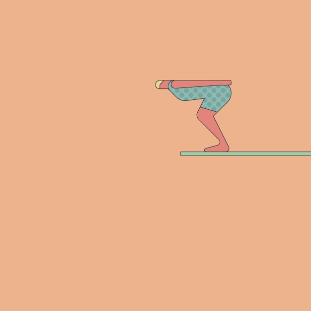 Vector woman jumping from a swimming pool diving board