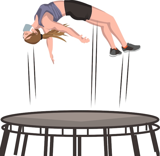 Woman jumping on trampoline illustration