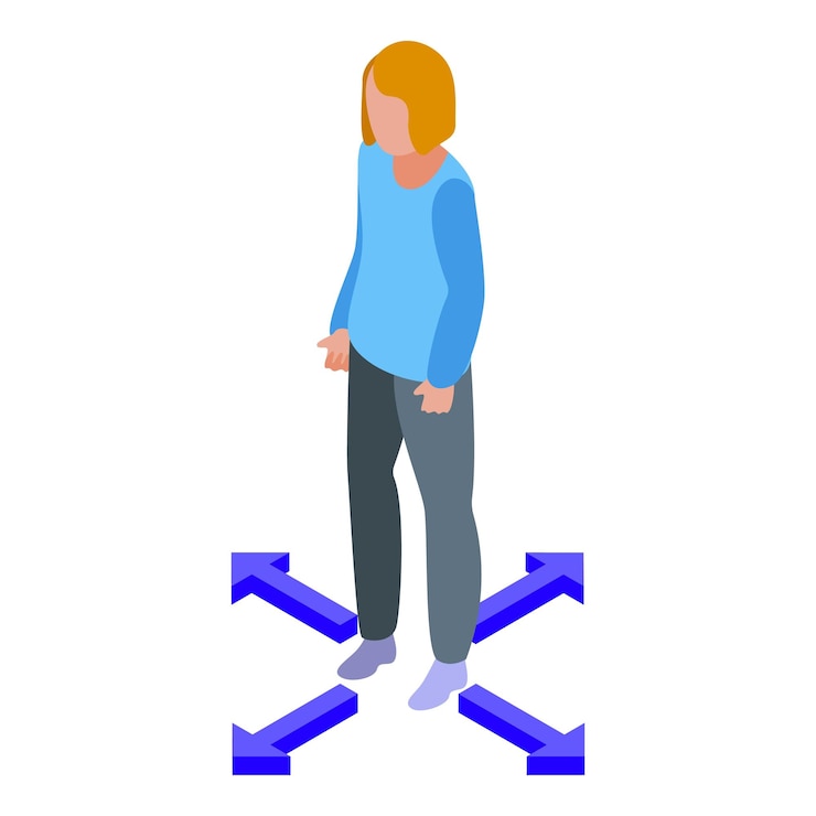 Vector woman keep distance icon isometric of woman keep distance vector icon for web design isolated on white background
