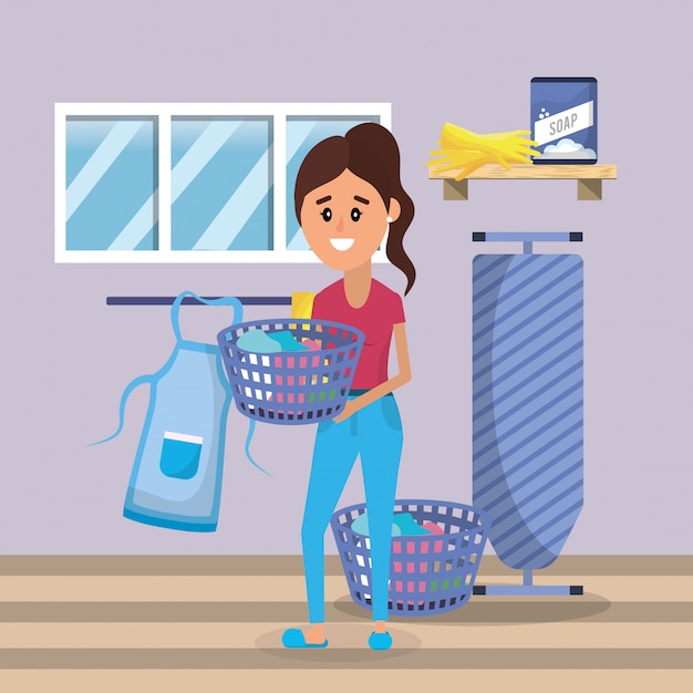 Woman on laundry