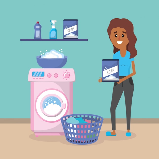 Woman on laundry