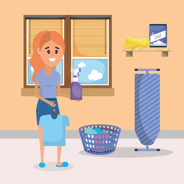 Woman on laundry