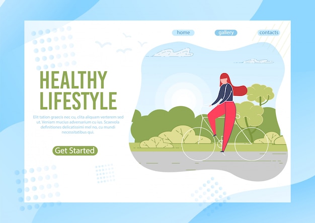 Woman leading healthy and active lifestyle banner.