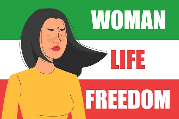 벡터 이란 여성의 삶의 자유 웹 배너 항의