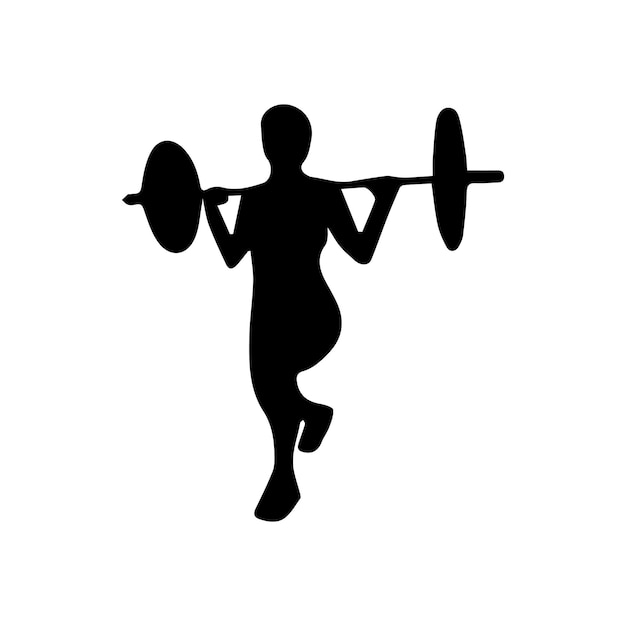 Vector woman lifting weight silhouettes collection