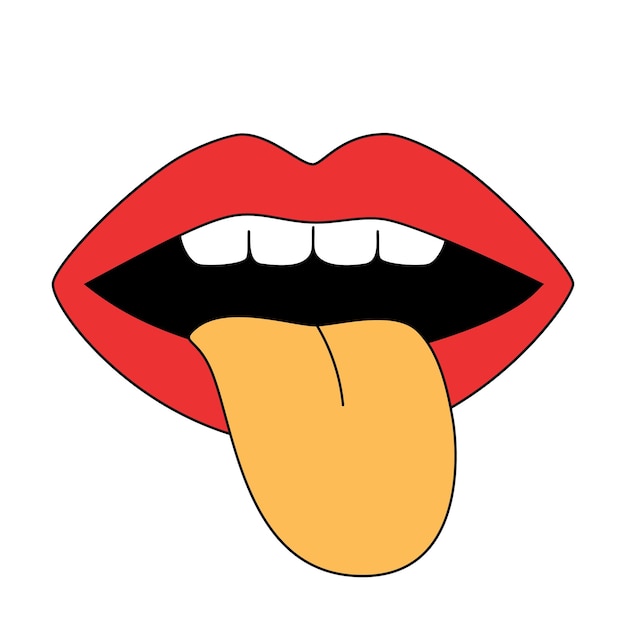 Vector woman lips licking with tongue sticking out