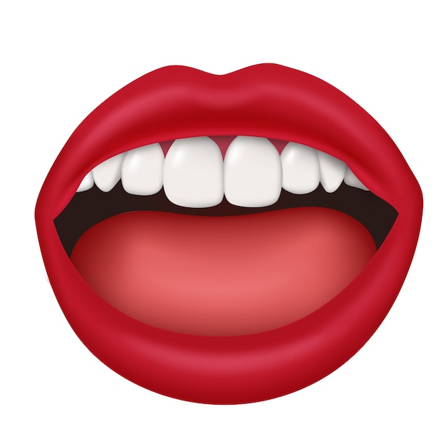 Vector woman lips slightly open mouth isolated 3d realistic