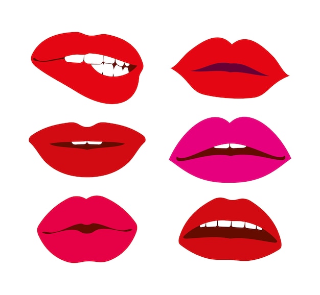 Woman lips vector icons