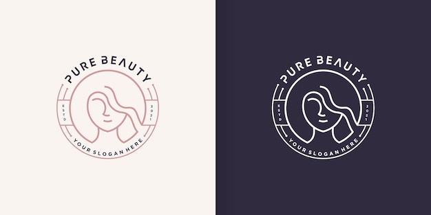 Woman logo abstract with creative line concept Premium Vector part 1