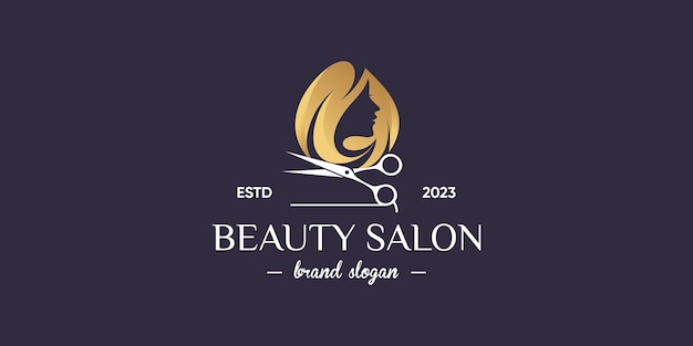 Vector woman logo design with beauty salon concept