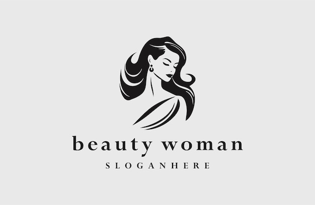 Woman logo style icon design template flat vector