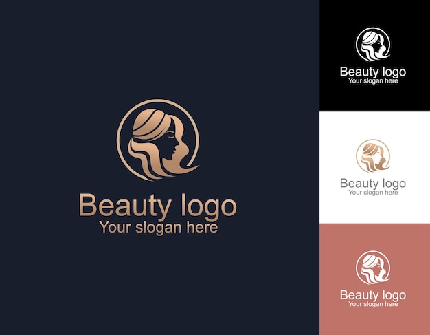 woman logo with modern beauty style and business card design natural beauty