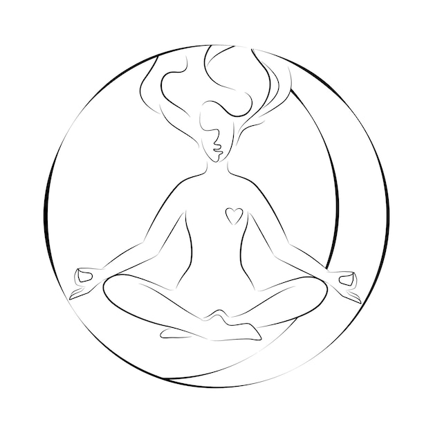 Woman in lotus position Vector illustration of lineart style Yoga pose flat line icon