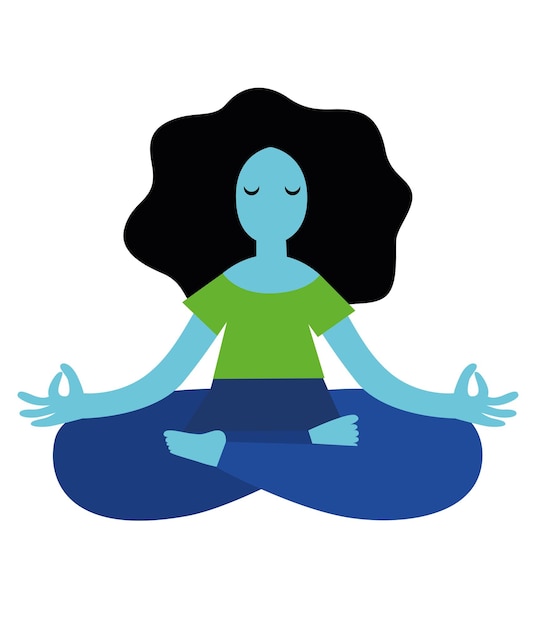 Vector woman in lotus position on white background