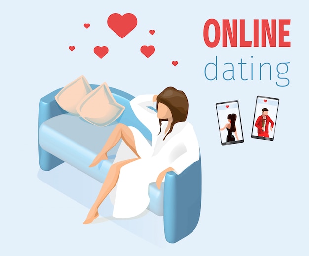 Woman in Love Sitting on Sofa Vector Illustration