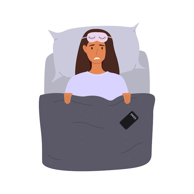 A woman lying in bed and unable to fall asleep the concept of insomnia sleep disorders