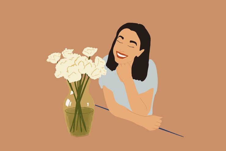 Woman make a bouquet of white tulips