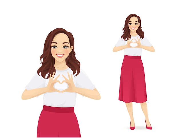 Woman making heart shape with hands