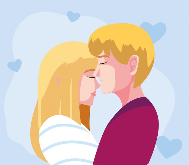 Woman and man couple hugging illustration