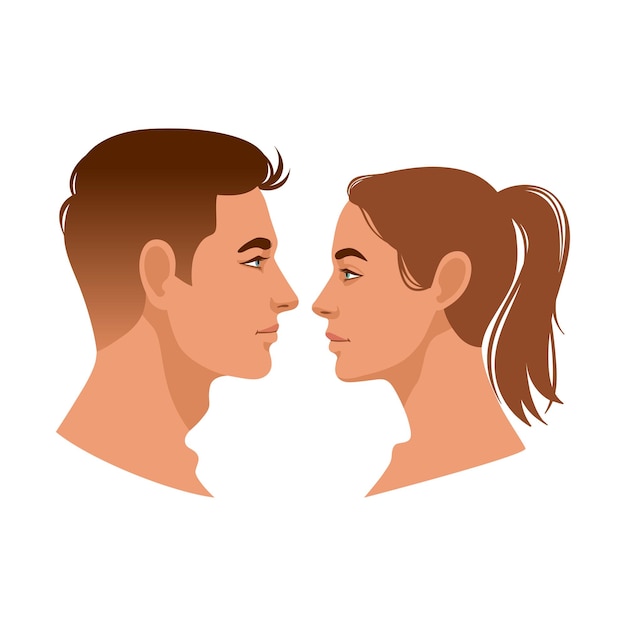 Woman and man profiles Vector illustration