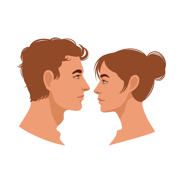 Vector woman and man profiles.