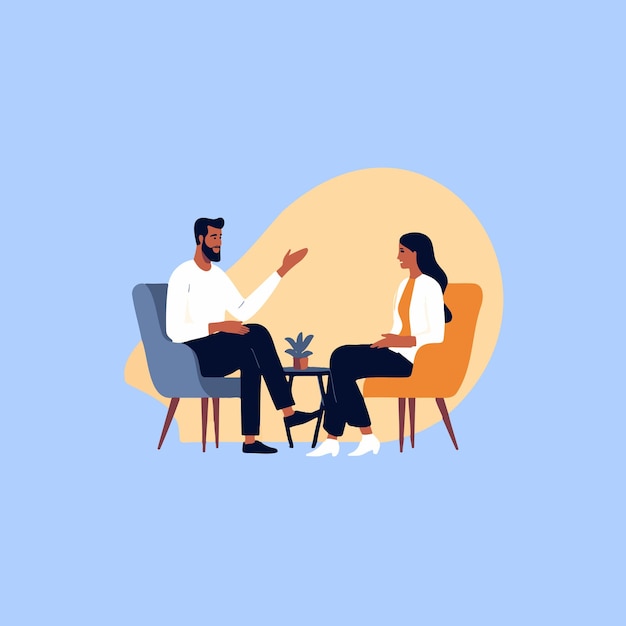 woman and man talking vector illustration