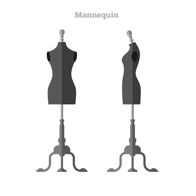 Woman mannequin vector illustration, side and front view