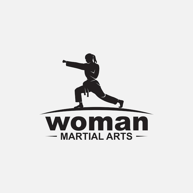 Woman martial arts logo design vector template