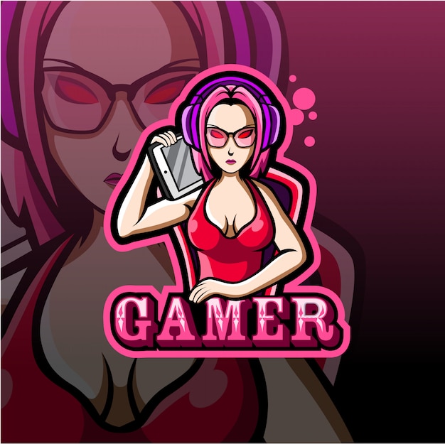 Woman mascot esport logo