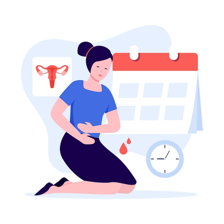 वेक्टर woman menstrual period calendar illustration concept