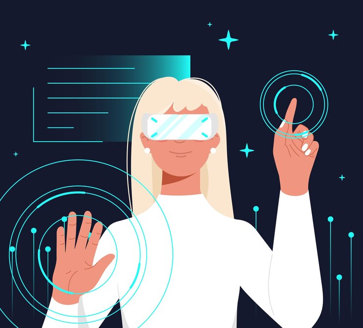 Vector woman in metaverse