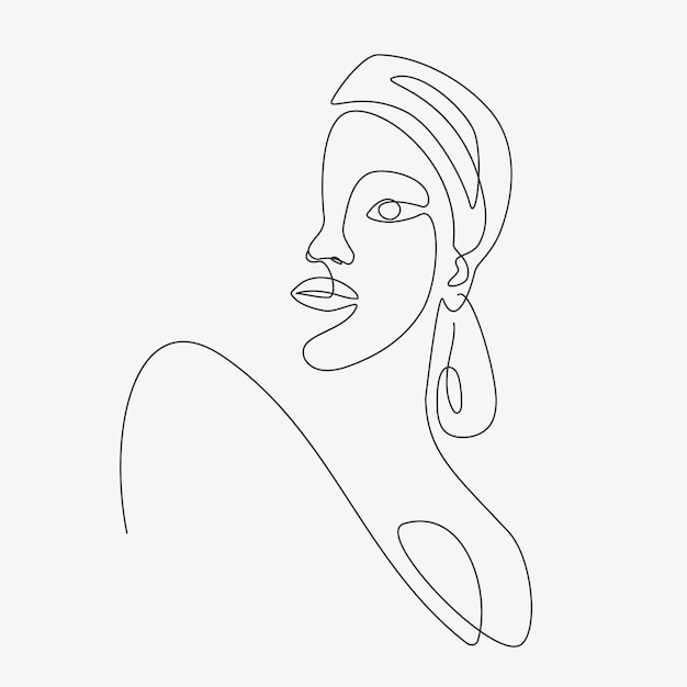 Woman minimal hand-drawn illustration. one-line style drawing.