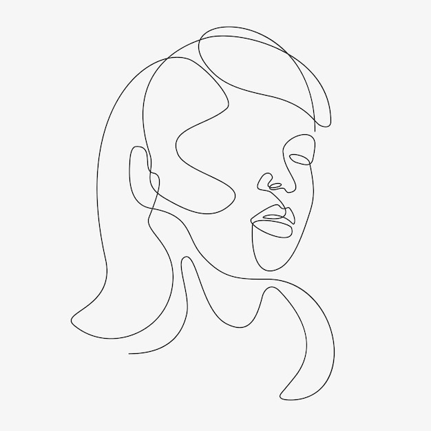 Woman minimal hand-drawn illustration. One-Line style drawing.