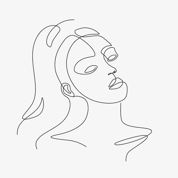 Woman minimal hand-drawn illustration. One-Line style drawing.