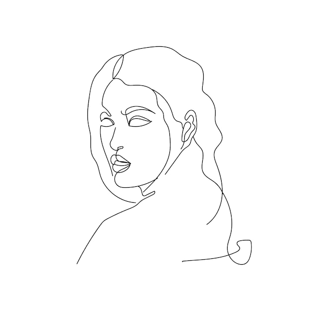 Woman minimal handdrawn illustration oneline style drawing