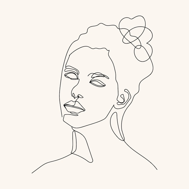 Vector woman minimal handdrawn illustration oneline style drawing