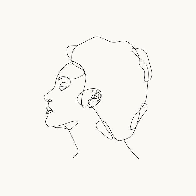 Женщина минимальная ручная иллюстрация рисунок в стиле oneline